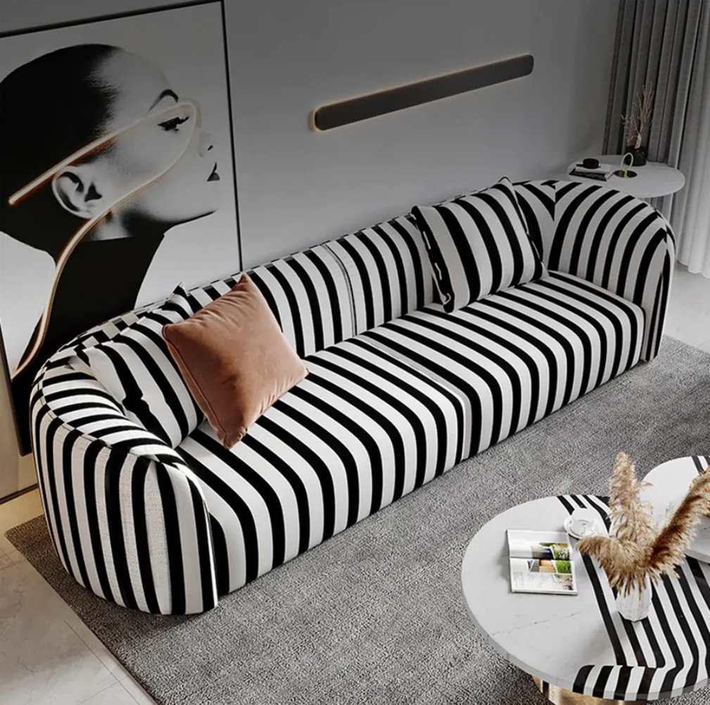 Black and white striped sofa discount